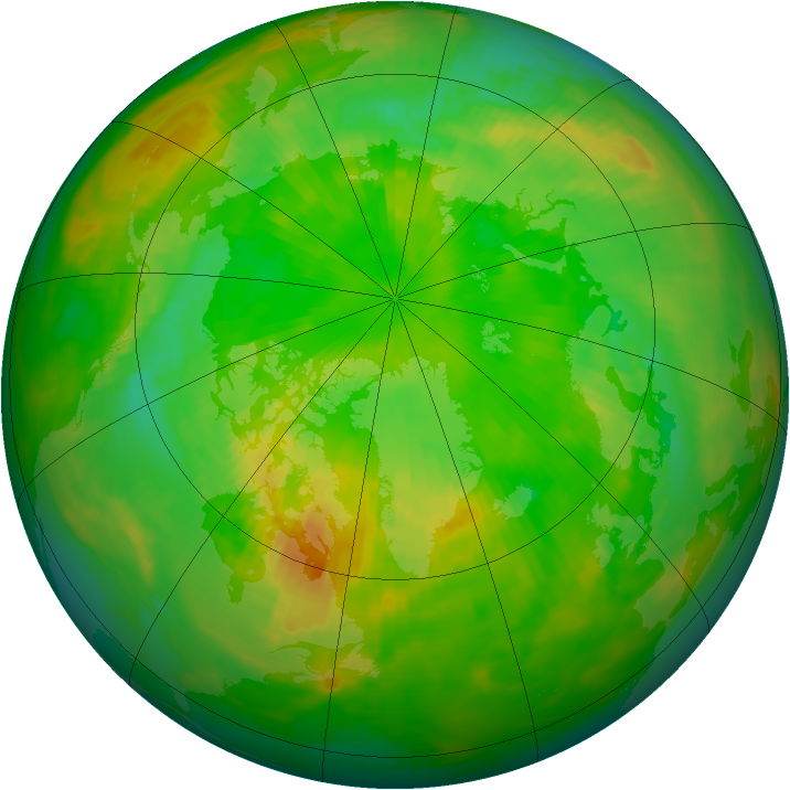 Arctic ozone map for 16 June 1992